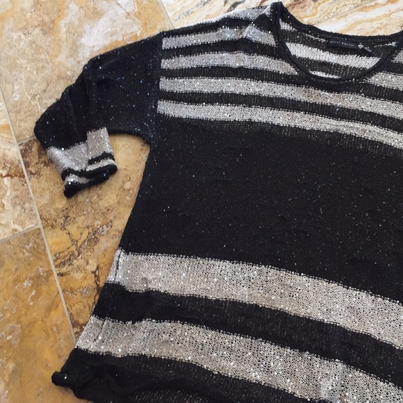 Willi smith beige-black sequin Scoopneck sweater - Picture 2 of 5